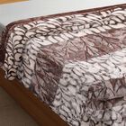 Brown Floral Printed Double Blanket, , small