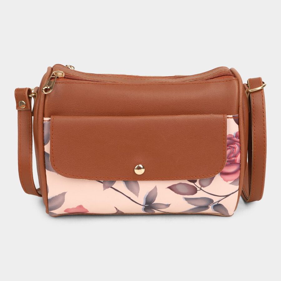 Women's Tan Polyurethane Sling Bag, , large image number null