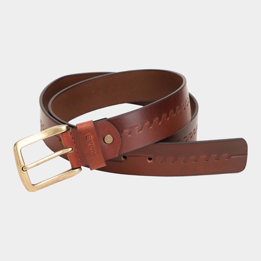 Men's Brown Leather Casual Belt, , large image number null