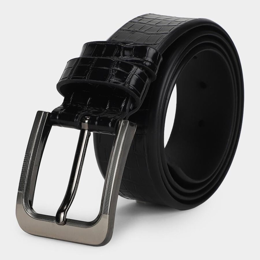 Men's Black PU Belt, , large