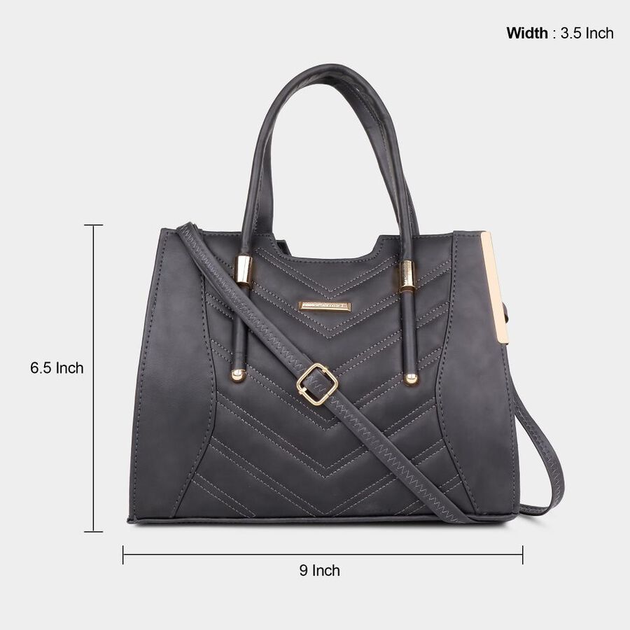 Women's Black Polyurethane Hand Bag, , large image number null