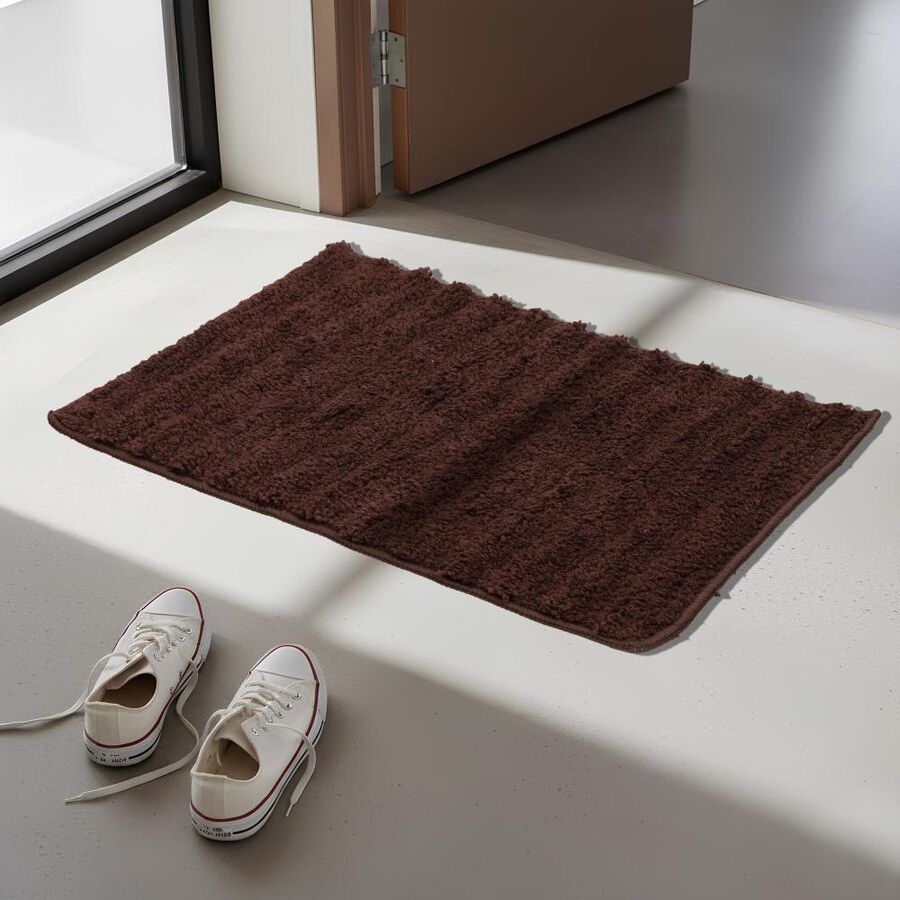 Anti-Skid Brown Polyester Bath Mat, , large
