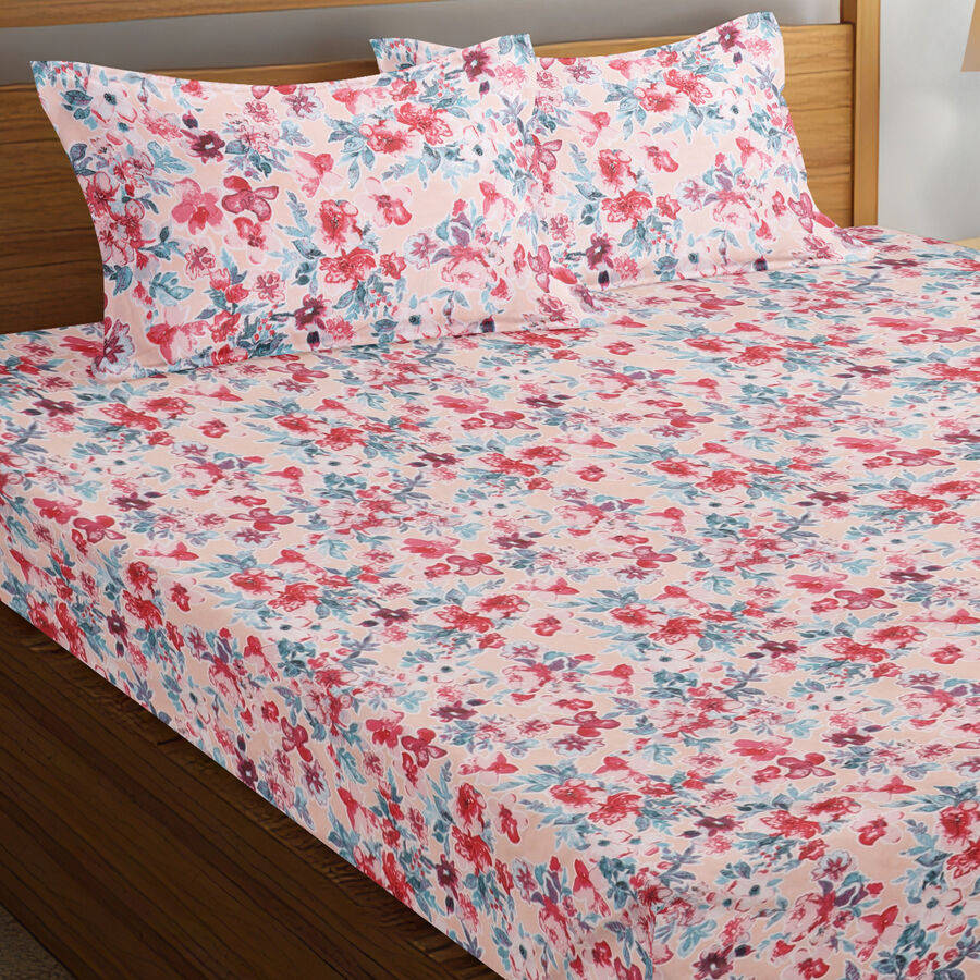 120 GSM Pink Polyester Double Bedsheet, , large image number null