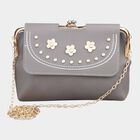 Women's Grey Polyurethane Sling Bag, , small image number null
