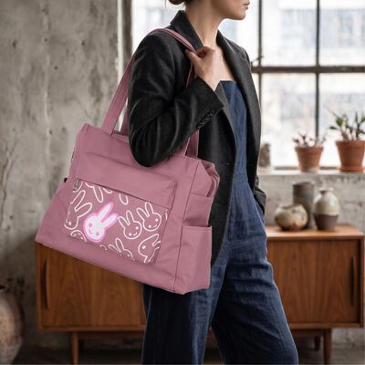 Mauve PU Shopping Bag