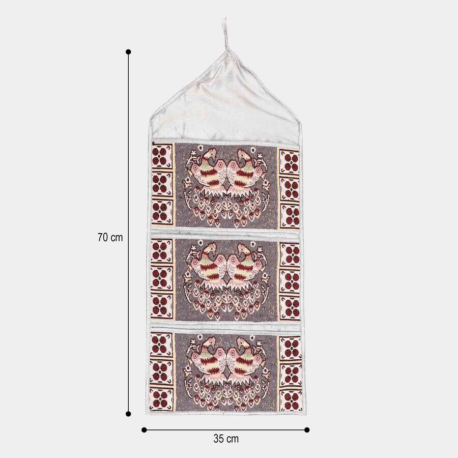 Grey Cotton Blend Wall Hanging Organiser, , large image number null