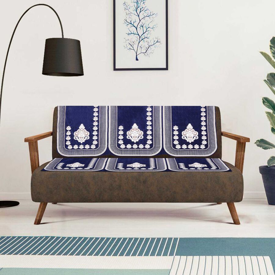 Blue Polyester Sofa Cover Set of 10, , large image number null
