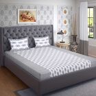 Grey Cotton Blend Double Bedsheet With Pillow Cover, , small image number null