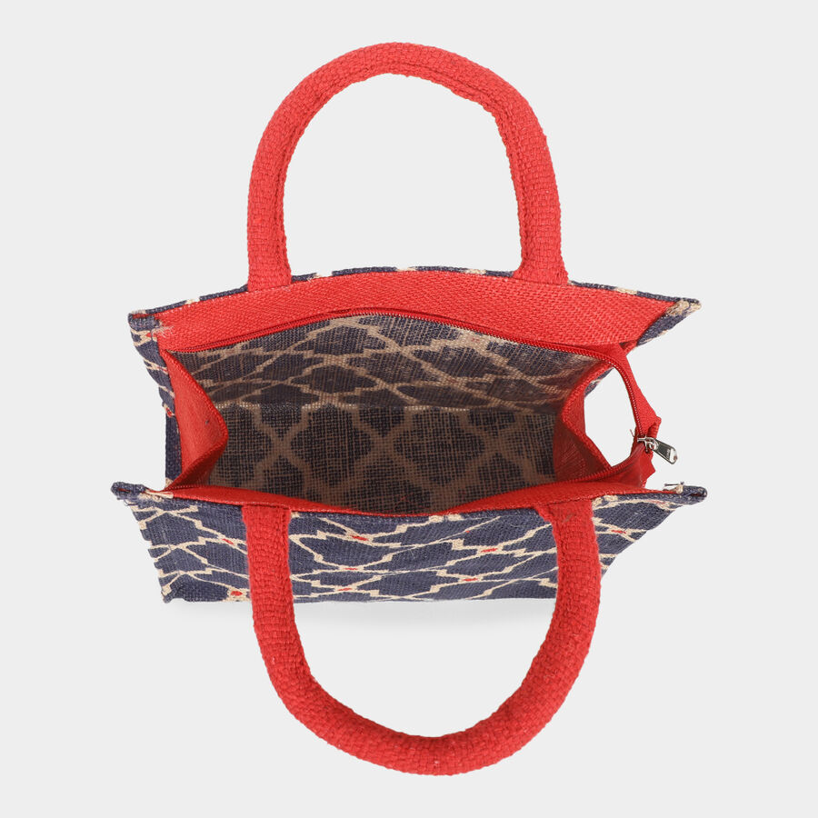 Dark Blue Printed Jute Bag, , large image number null