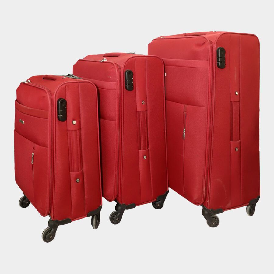 3 Pcs. 4-Wheel Polyester Soft Case Trolley, Small + Medium + Large, , large image number null