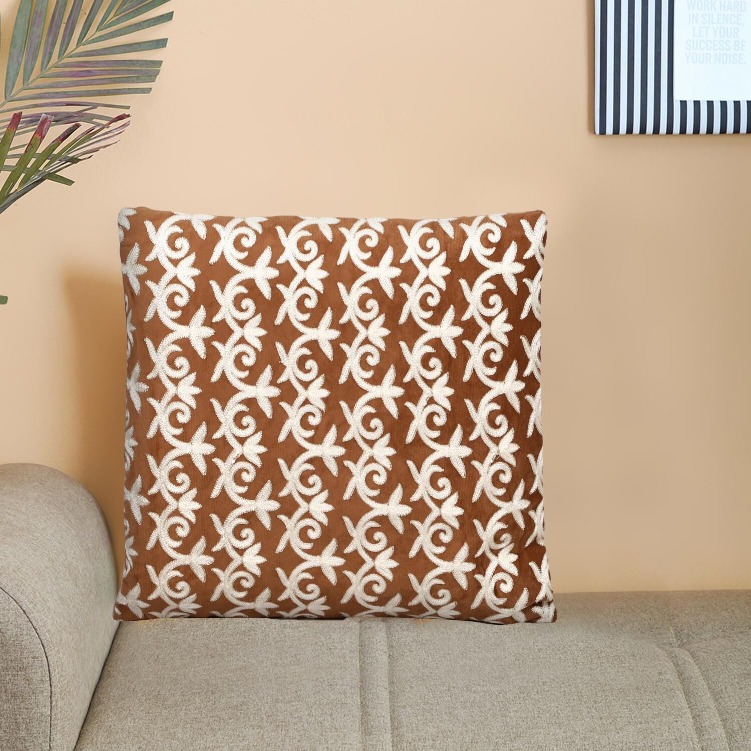 Home Beautiful                         Brown Polyester Cushion Cover
