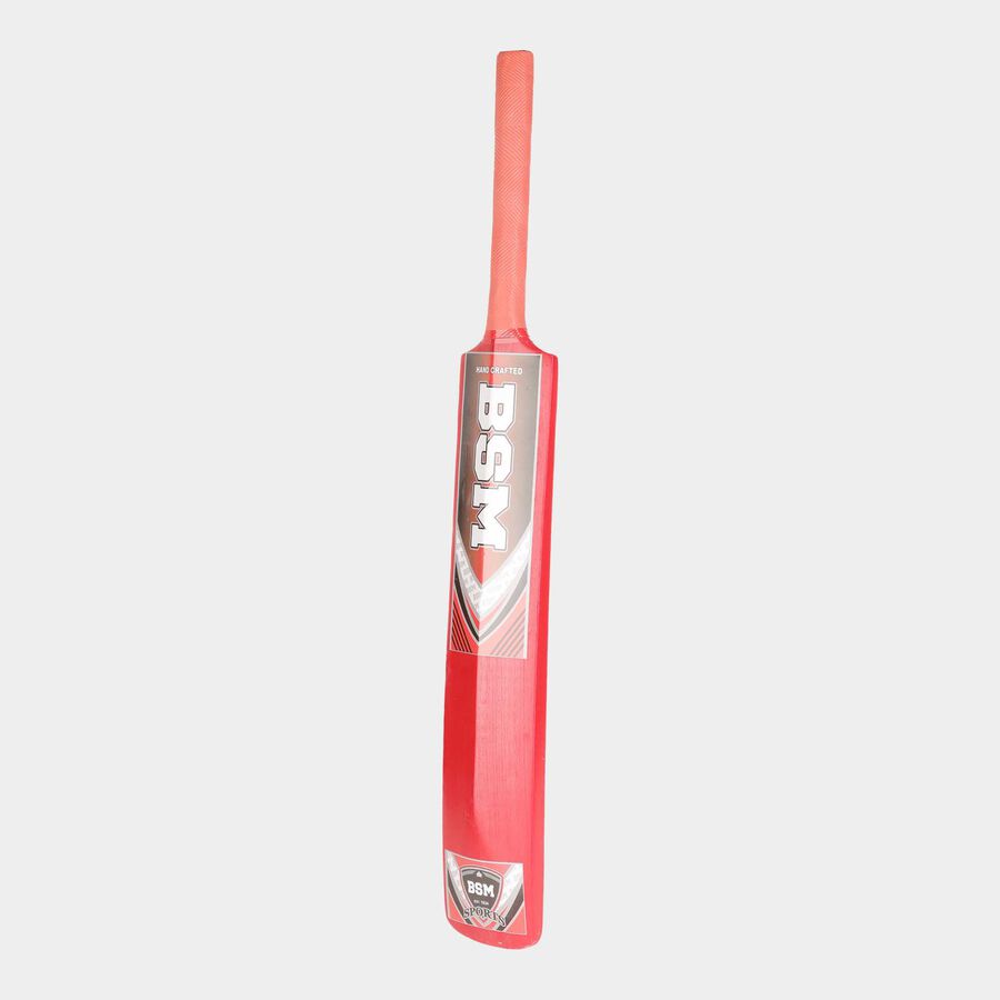 Clear Wood Cricket Bat, Red, 686 mm X 96 mm X 32 mm, , large image number null