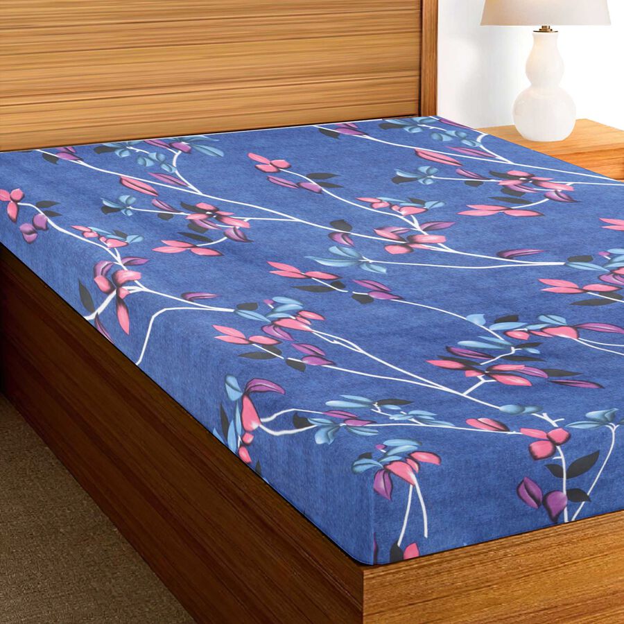 Blue Microfiber Single Bedsheet, , large image number null