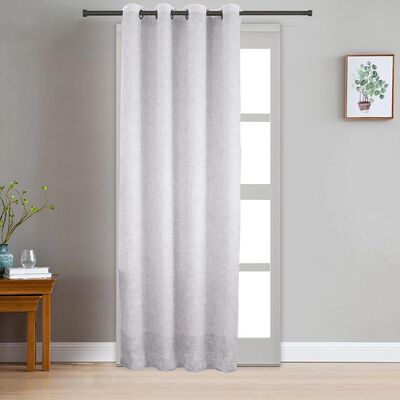9ft. Bedroom Light Grey Linen Eyelet Window Curtains