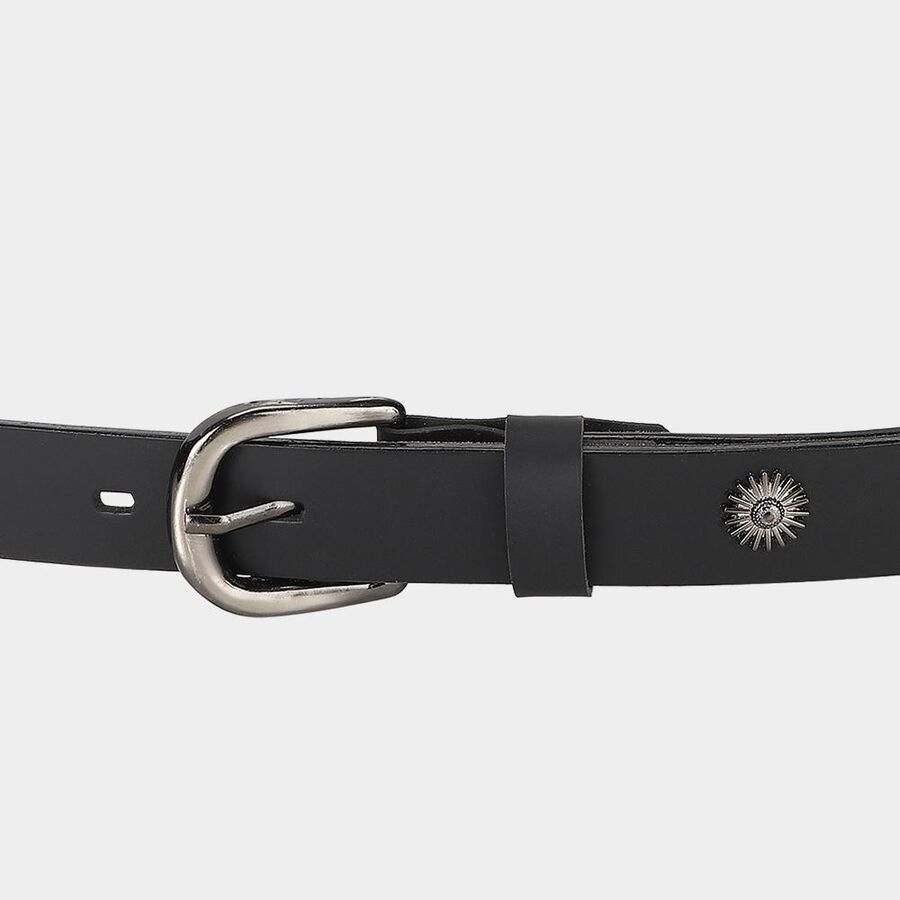 Woman's Black Polyurethane Belt, , large