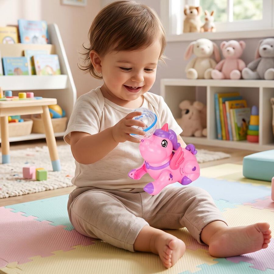 Kid's Dancing Unicorn Toy with Crystal Disco Light Ball, , large