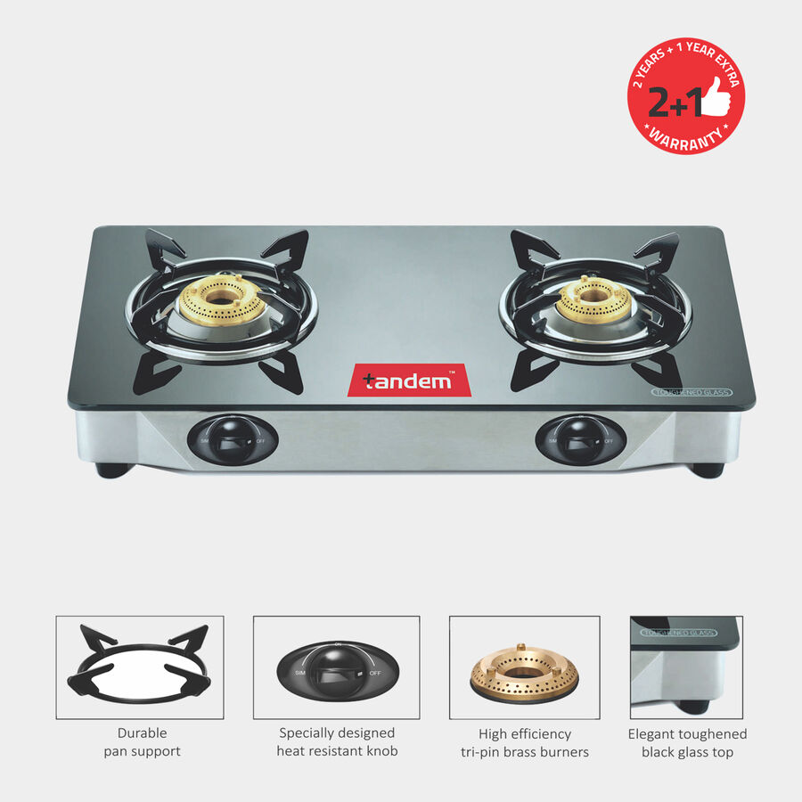 Gas Stove Glass Top 2 Burner, , large image number null