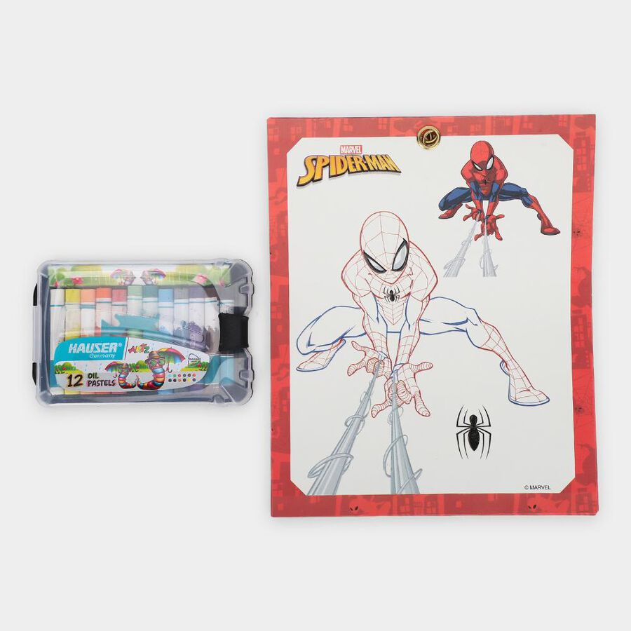 Kid's Spiderman Coloring Frame with Oil Pastel Colors , , large