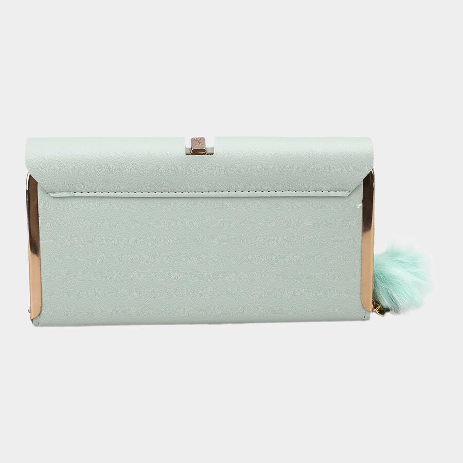 Women's Light Green Polyurethane Clutch Bag, , large image number null