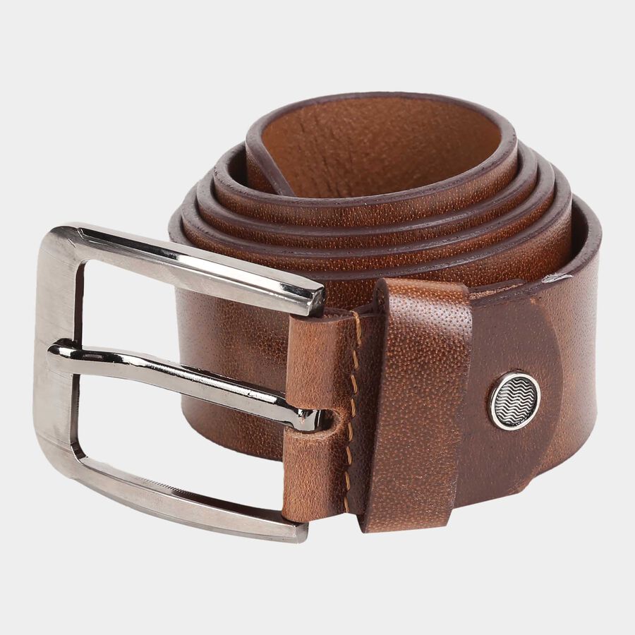 Men's Tan Leather Casual Belt, , large image number null