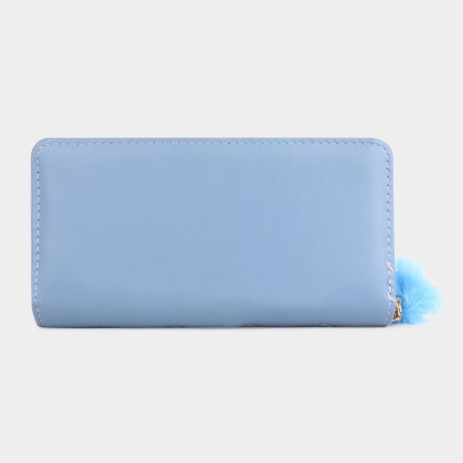 Women's Blue Polyurethane Long Wallet, , large image number null