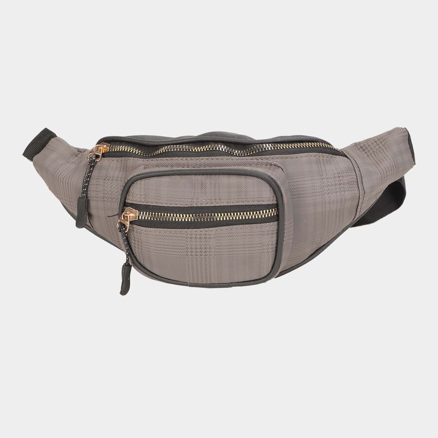 Men's Grey Polyurethane Waist Bag, , large image number null