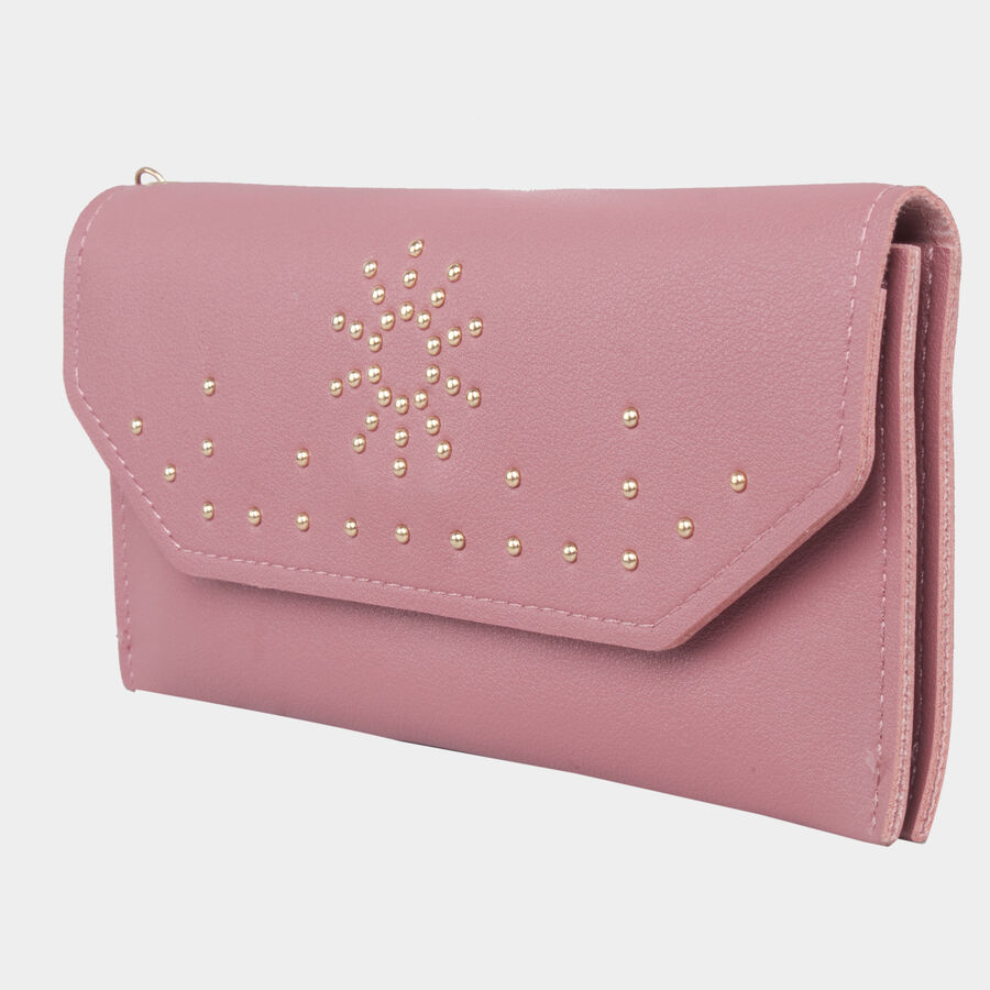 Women's Pink Polyurethane Hand Pouch, , large image number null