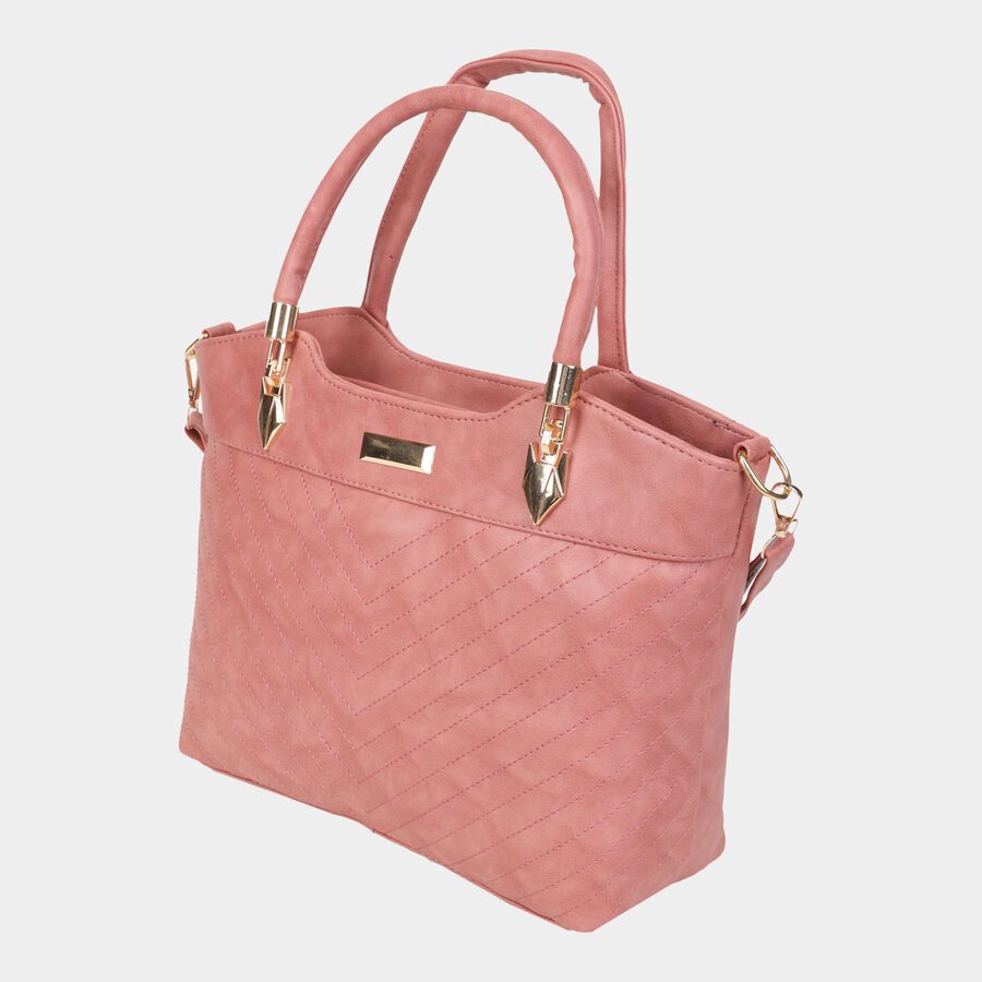 Women's Polyurethane Satchel, Quilted, Medium Size, , large image number null