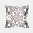 Grey Embroidered Floral Cushion Cover, , small