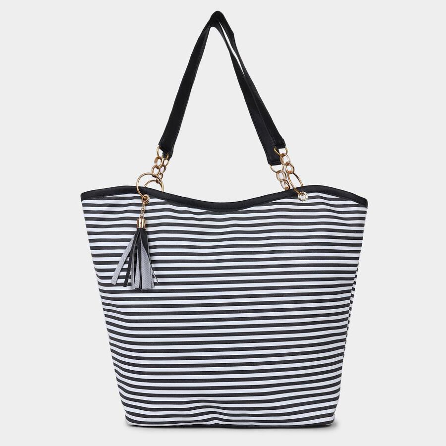 Women's Black Polyurethane Tote Bag, , large image number null