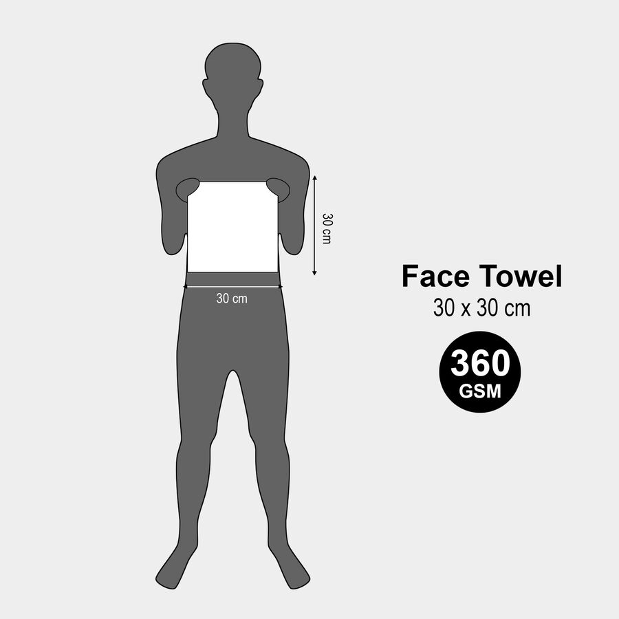 Cotton Face Towel, Set of 2, 360 GSM, 30 X 30 cm, , large image number null