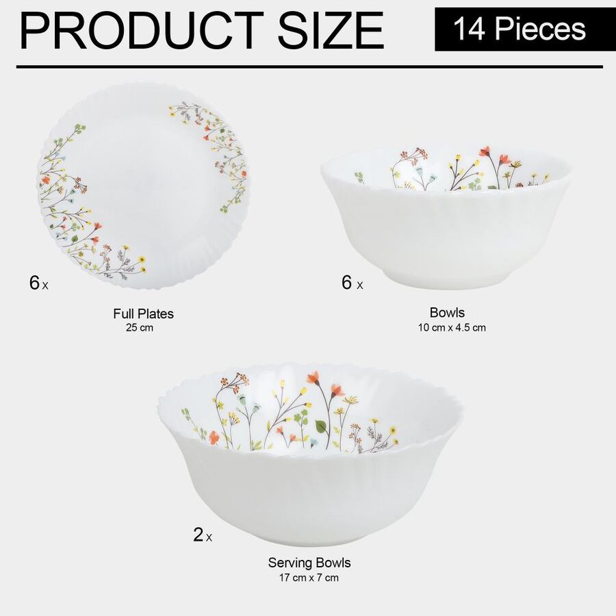 Cello 14 Pcs. Opalware Dinner Set, Microwave Safe Vishal Mega Mart India