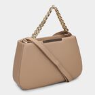 Women Beige Polyurethane Handbag, , small