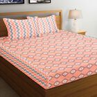Peach Cotton Double Bedsheet With Pillow Cover, , small image number null