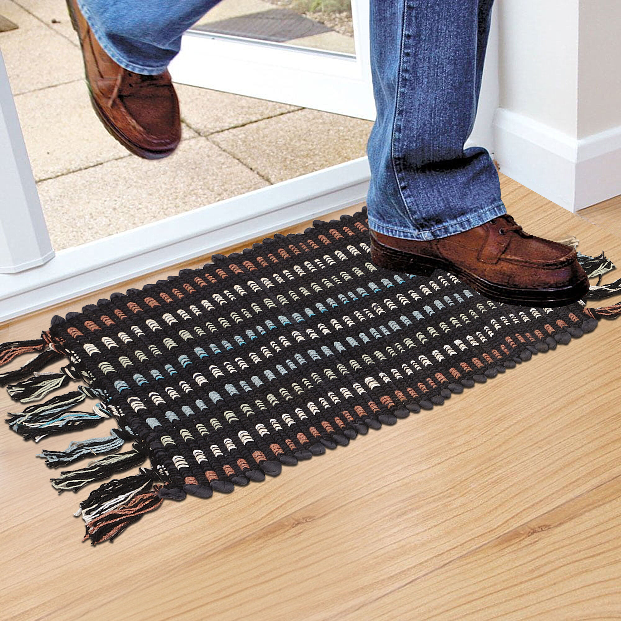 Home Beautiful                         Black Polyester Cotton Door Mat