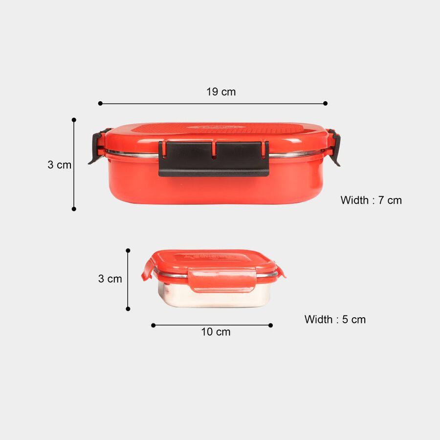Steel Lunch Box, 2 Containers and 1 Spoon, , large image number null