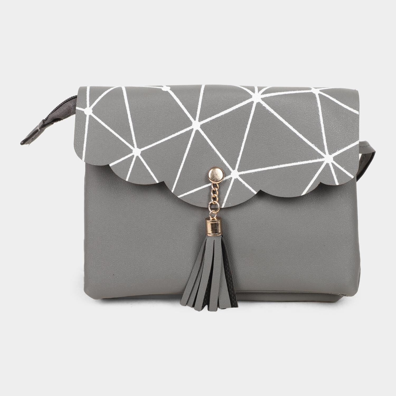 Lucky Charm                         Women's Grey Polyurethane Sling Bag