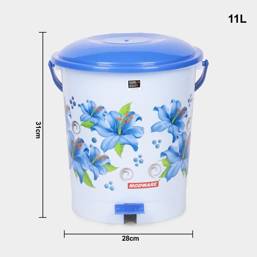 11 L Pedal Plastic Dust Bin, , large image number null