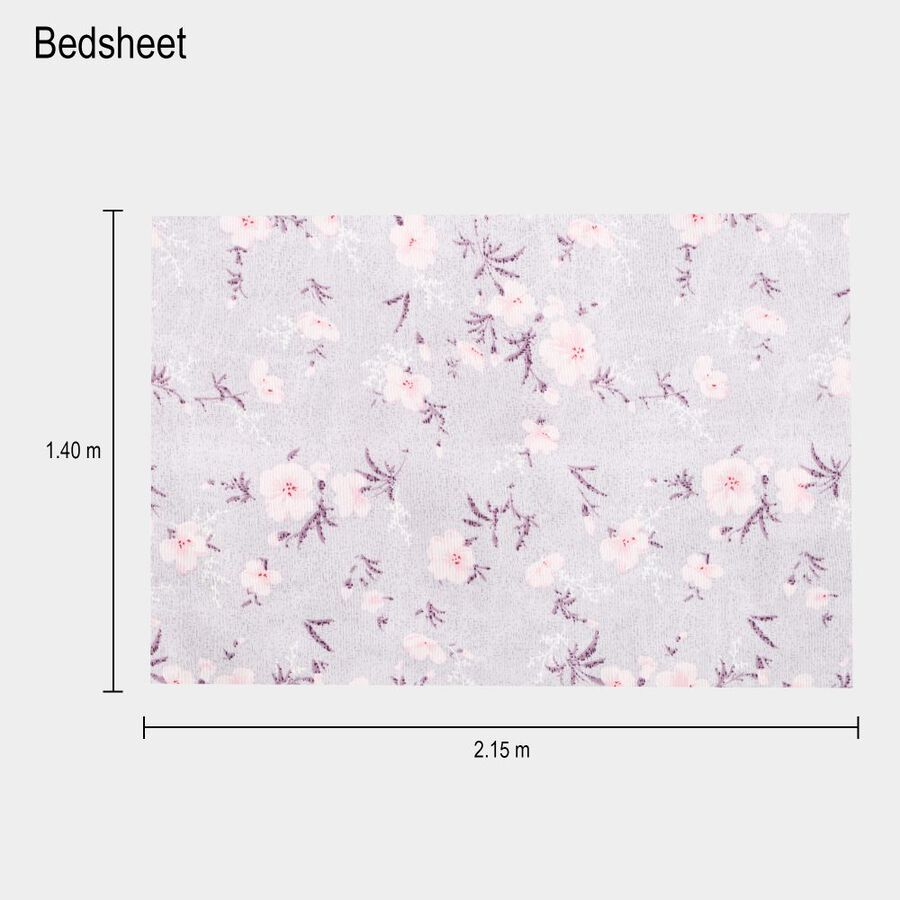 Grey Microfiber Single Bedsheet, , large