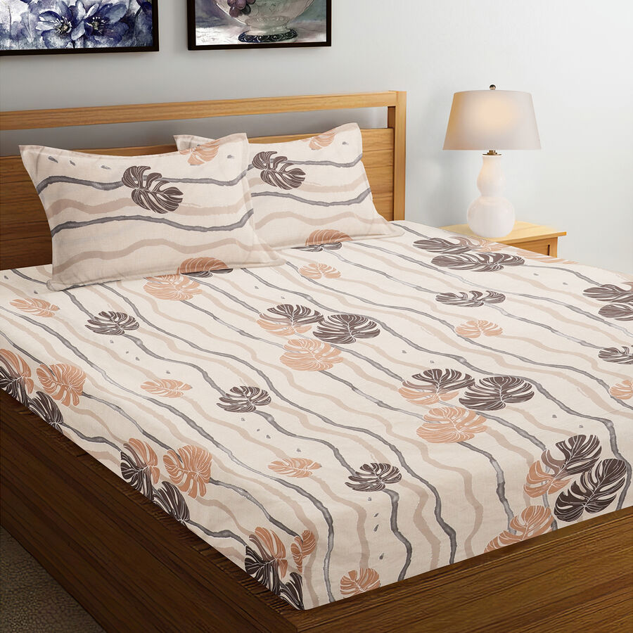 120 GSM Cream Microfiber Double Bedsheet, , large image number null