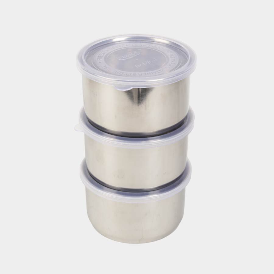 Steel Lunch Box, 3 Containers and 1 Bag, , large image number null