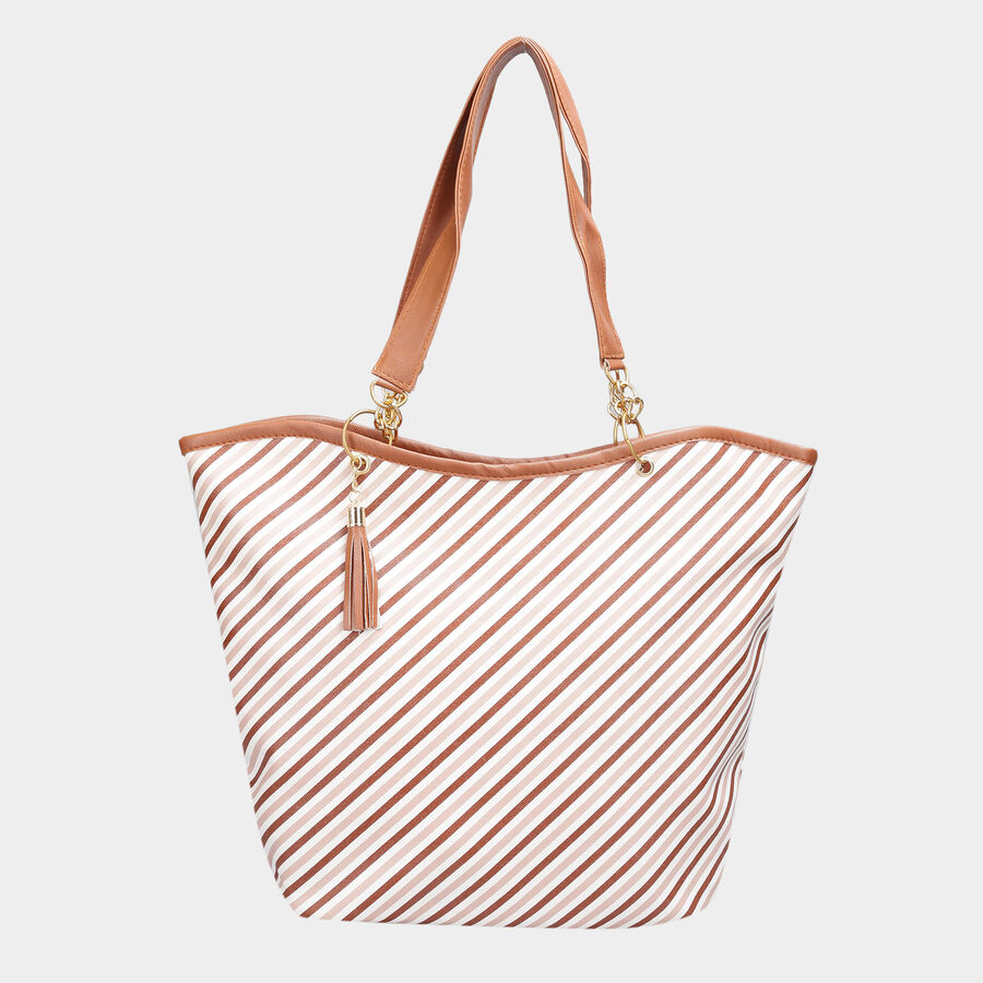Women's Tan Polyurethane Tote Bag, , large image number null