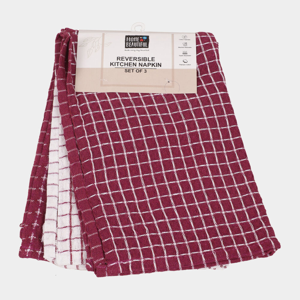 Home Beautiful                         Cotton Kitchen Napkin Set of 3