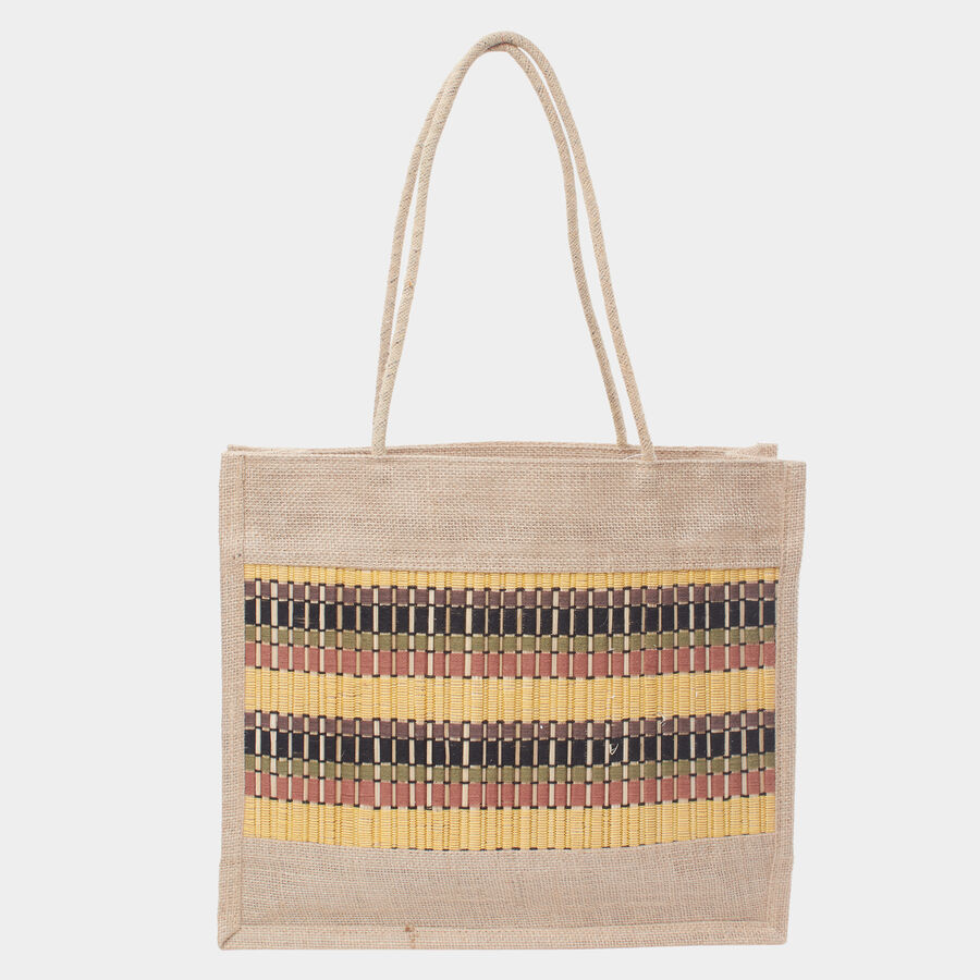 Women's Beige Jute Tote Bag, , large image number null