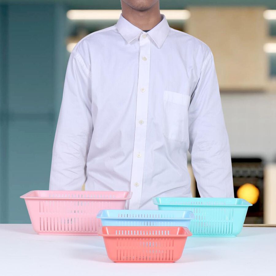 Multicolour Plastic Basket, Set of 4, , large image number null