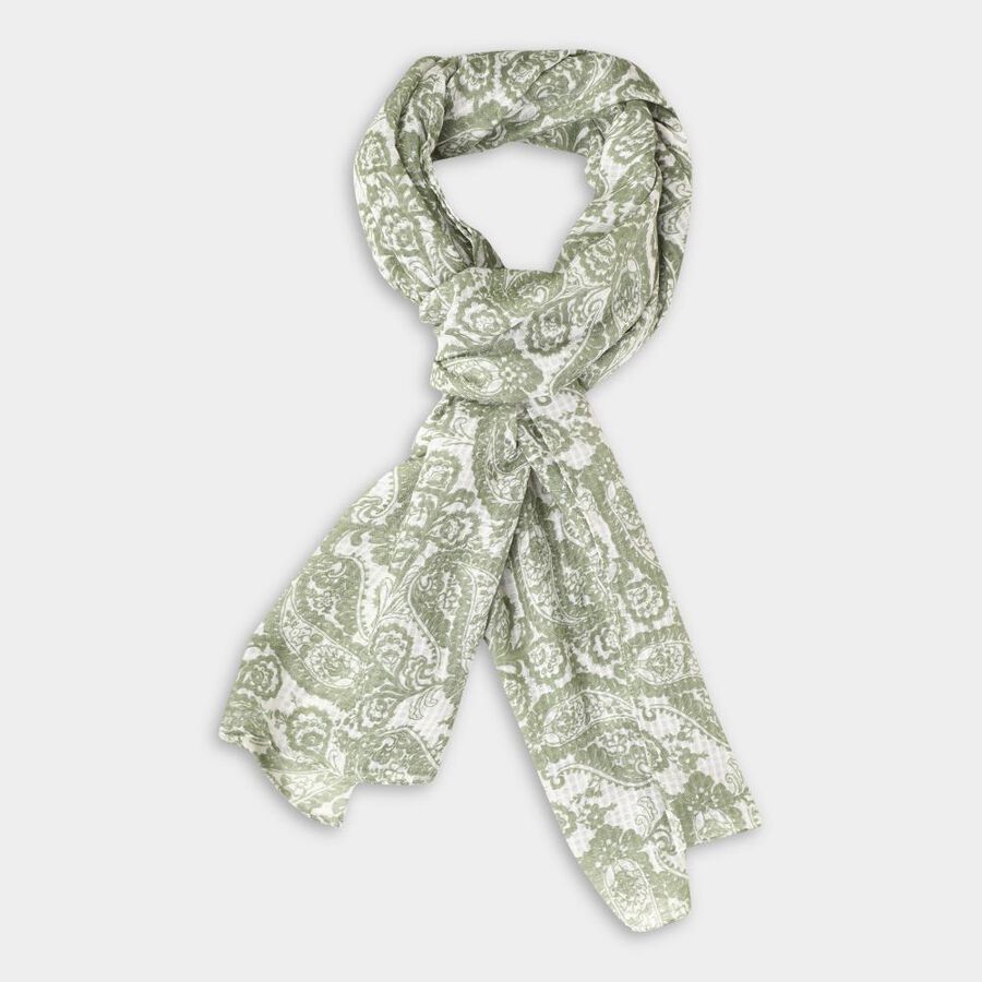 Women's White Viscose Scarf, , large image number null