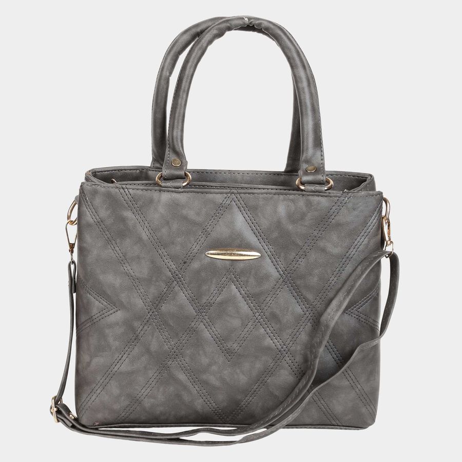 Grey Polyurethane Baguette Bag, , large image number null