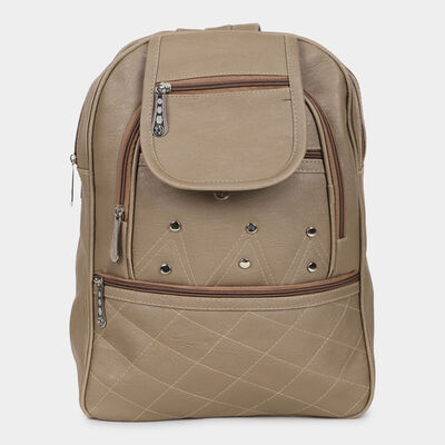Women's Beige Polyurethane Backpack