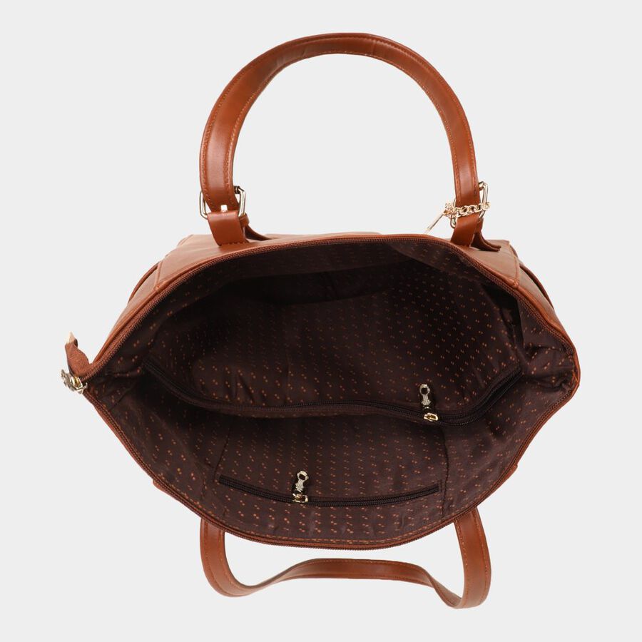 Women's Tan Polyurethane Tote Bag, , large image number null