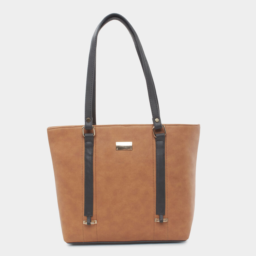 Women's Mustard Polyurethane Tote Bag, , large image number null